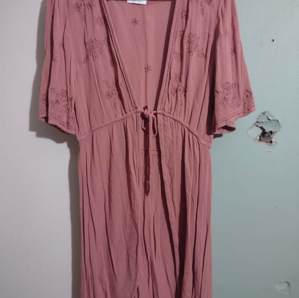 Maurices small dress orange embroidered open front long stylish wrap dress‎